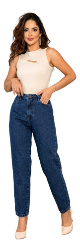 Calça Jeans Feminina Mom 100% Algodão E Cintura Alta 00101