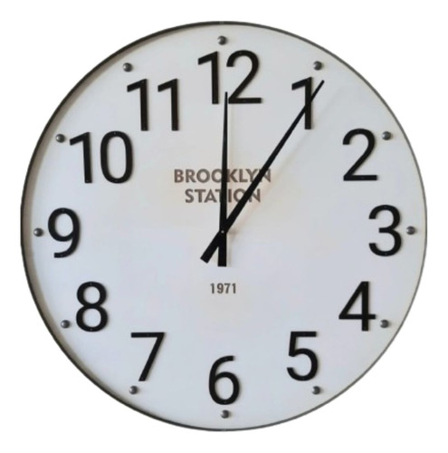 Reloj De Pared Moderno Industrial Madera, Metal Negro Grande