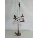 Antiguo Candelabro De Bronce Niquelado 4 Velas Regulable