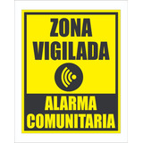 Cartel Alarma Comunitaria 50x70 En Chapa  Galvanizada