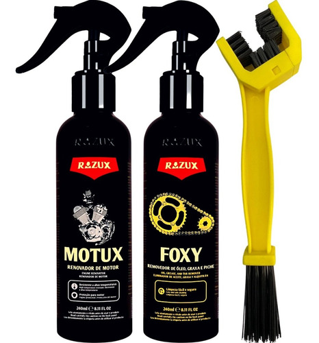 Motux Verniz De Motor Para Moto Razux + Foxy Escova Corrente