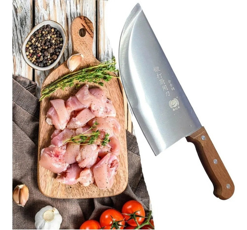 Cuchillo Tipo Hacha Grande Cuchilla Chef Acero Inox Madera