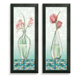 Kit 2 Quadros Decorativo Flores Plantas Banheiro Lavabo