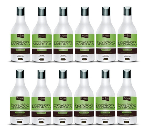 12 Shampoo Diário Hidratante Mandioca 300ml Atacado Anjore