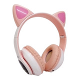 Buku Audifonos Bluetooth 5.1 Gato Diadema Gatito Arcoiris Color Rosa