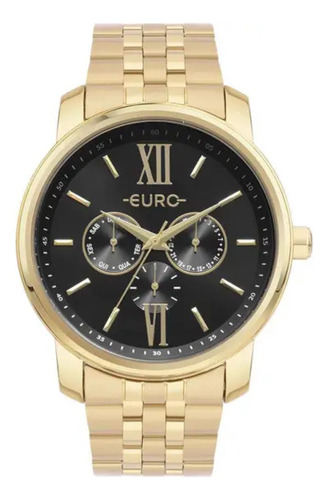 Relógio De Pulso Euro Feminino Dourado Multifuncional  Euvx3