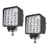 2 Faro Led 16 Auxiliar Cuadrado 42w Camión Tractor Agricola 