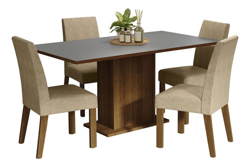 Juego Comedor Mesa Tapa Madera 4 Sillas Ashley Madesa M/c/p