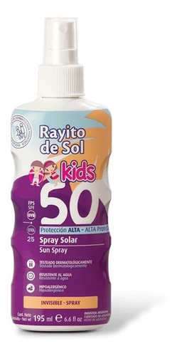 Spray Solar Fps 50 Kids Muy Sensible Rayito De Sol X 195 Ml