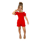 Macacão C/ Cinto Natal Presente Blogueira Infantil Moda Luxo