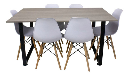 Casa Ferro Elegante Juego Mesa De Comedor + 6 Sillas Diseño