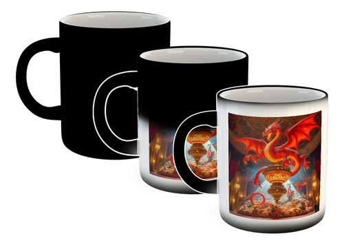 Taza Magica Dragon Rojo Magico Saliendo De Lampara M2