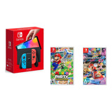 Nintendo Switch Oled Neon Y Mario Kart 8 Mariopartysuperstar