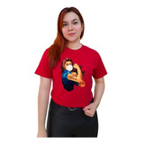 Polera Dama Estampada 100%algodon Diseño Mujer Enfermera