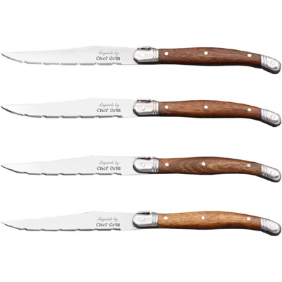 Juego Cuchillos Para Carne Acero Inoxidable Z-chef-grill Mango Madera 4 Piezas Woodligtht