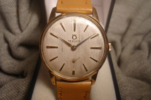 Hermoso Reloj Milus Antiguo Hombre '50 Oro Plaque 18k Unico!