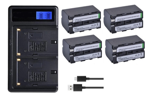 4 Batería Np-f970 + Cargador Bc-vm10 Doble Sony Alternativa