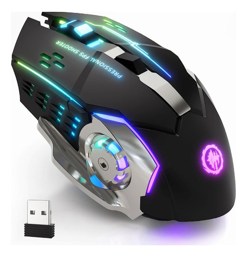 Mouse Gamer Inalámbrico Recargable Woneligo Negro Mouse Inalambrico Gamer Ergonomico 2.4g Bt Dual Modos Raton