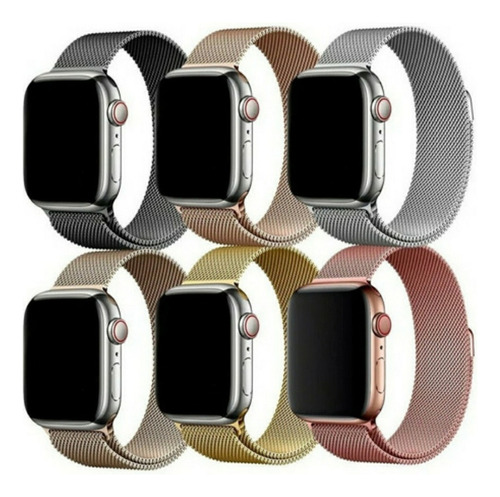 Pulseira Milanese Loop Compatível Apple Watch Iwo W68 Ultra Cor Rosa 42mm 44mm 45mm 49mm