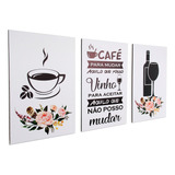 Quadros Decorativos Cozinha Café E Vinho Branco Copa G 40x60