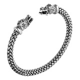 Pulseira Bracelete Viking Ragnar Cabeça De Dragão Escama 