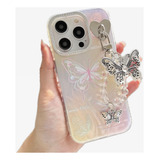 Funda Premium Perla Mariposa Con Dije Para iPhone 14 Pro Max