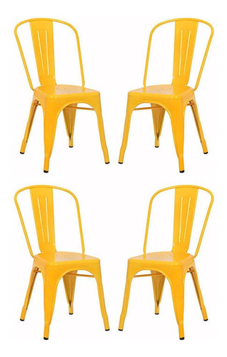 Cadeira De Jantar Desillas Tolix, Estrutura De Cor  Amarelo, 4 Unidades