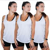 Conjunto 03 Regatas Feminina Dry Fit Academia Fitness Leve