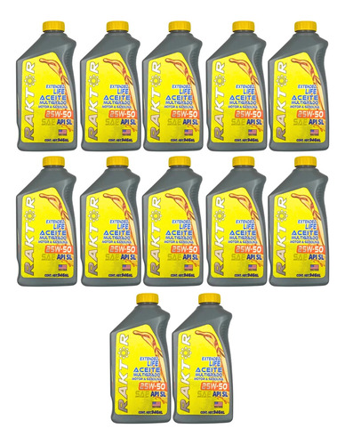 Aceite Raktor 25w50 Semisintético 946ml (12 Piezas)