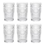 Vasos De Vidrio Labrado Premium Transparente 340ml Set X 6