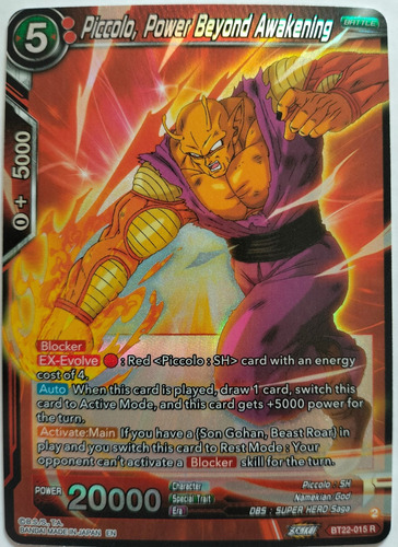 Dragon Ball Tcg Piccolo, Power Beyond Awaken Bt22-015 R Foil