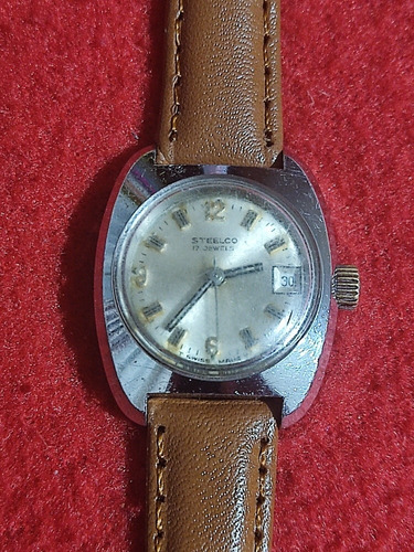 Reloj Mujer Steelco 17 Jewels, Cuerda Con Fechador (vintage)