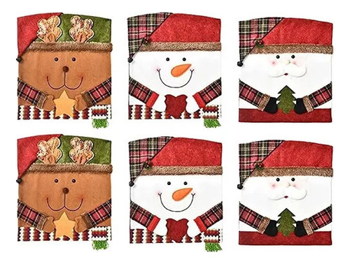 8 Fundas Silla Navideña Cubre Sillas Navidad Reno Santa [u]