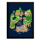 Quadro Decorativo Mapa Super Mario World Poster Moldurado.