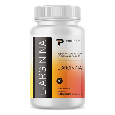 Arginina Cápsulas De 500 Mg L-arginina Primetech De Alta Pureza Y Calidad que Se Convierte En Óxido Nítrico, Dilata Los Vasos Sanguíneos y permite un mejor flujo de sangre y oxigenación | Envío gratis