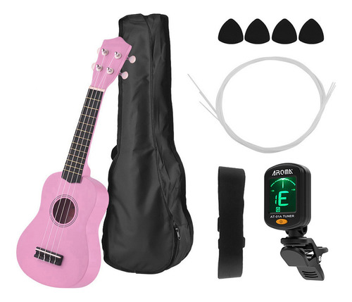 Ukelele Soprano Acústico De 21 Pulgadas, Kit De Ukelele Par