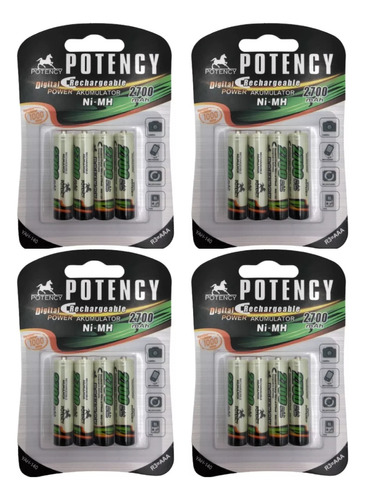 4 Cartelas Pilha Palito Recarregável Aaa 2700mah