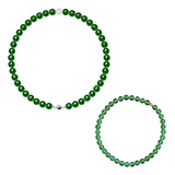 Bonito Set Collar Pulsera Agata Verde Piedra Natural B667