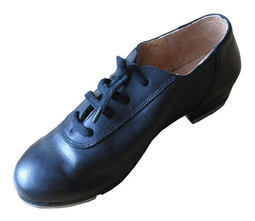 Zapato Tap Acordonado Con Chapas - Danza - Cuero 100%