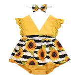 Conjunto Amarillo Ropa Bebé Pañalero Manga Corta Niña