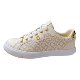 Tenis G By Guess Original Gonyda-r Beige Grabado Dama Casual