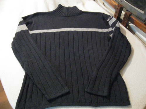 Sweater; Cuello Subido Nautica Jeans Talla L Color Azul