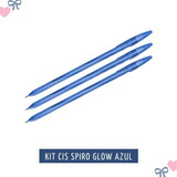 Caneta Cis Spiro Glow Azul Kit C/ 3 Unidades Ponta Fina 0.7