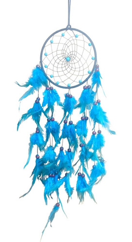 Atrapasueños Artesanal Plumas Turquesa Grande 65 Cm