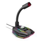 Microfono C/ Luz Led Gamer Soul Conector Usb Cable 1,5 Mts
