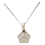 Collar Cadena Mujer Huella Perro Gato G Plata Ley 925+ Caja