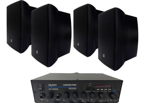 Kit Som Ambiente 4 C321 + Amplificador Ls 600w Pro 4 Canais 