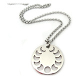 Collar Luna Fases Lunares Redondo De Acero Inoxidable