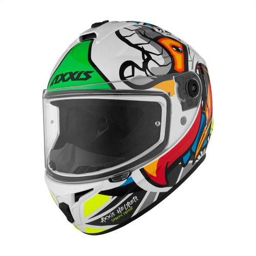 Casco Moto Integral Axxis Draken Parrot A0 Blanco Brillo Um