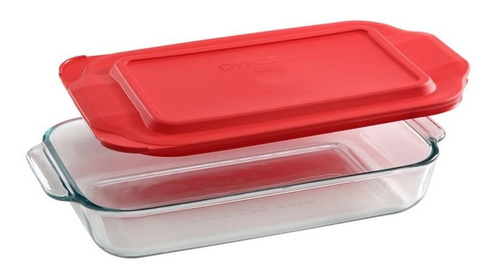 Fuente Rectangular Vidrio Con Tapa 3 L Pyrex Deep